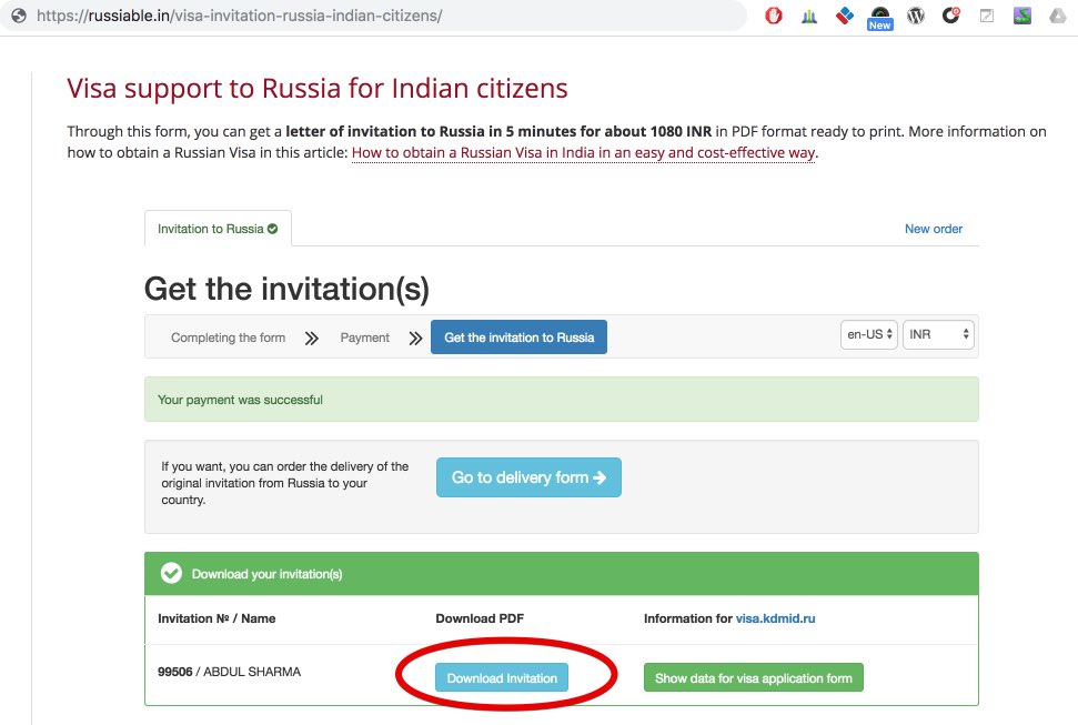 Invitation letter or visa support to Russia for Indian citizens 4